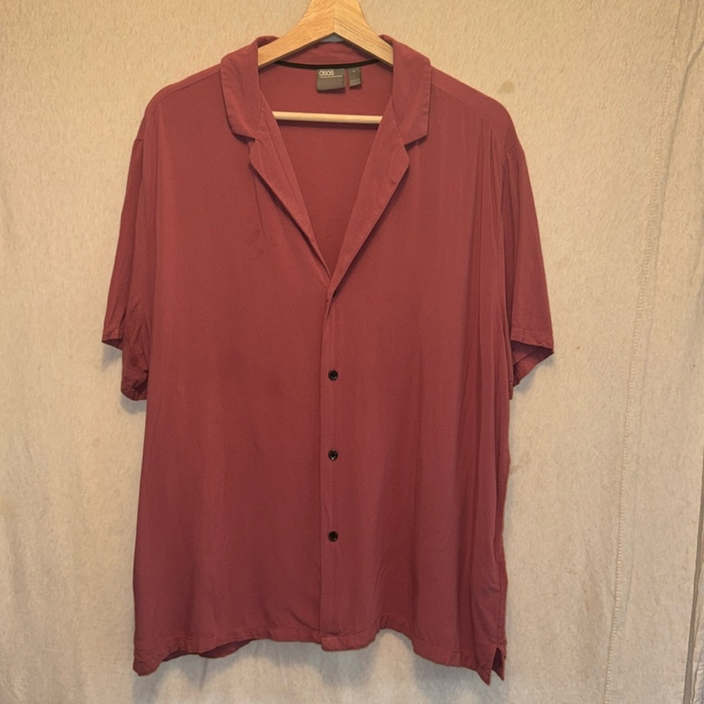 ASOS revere collar shirt in mauve size MEDIUM